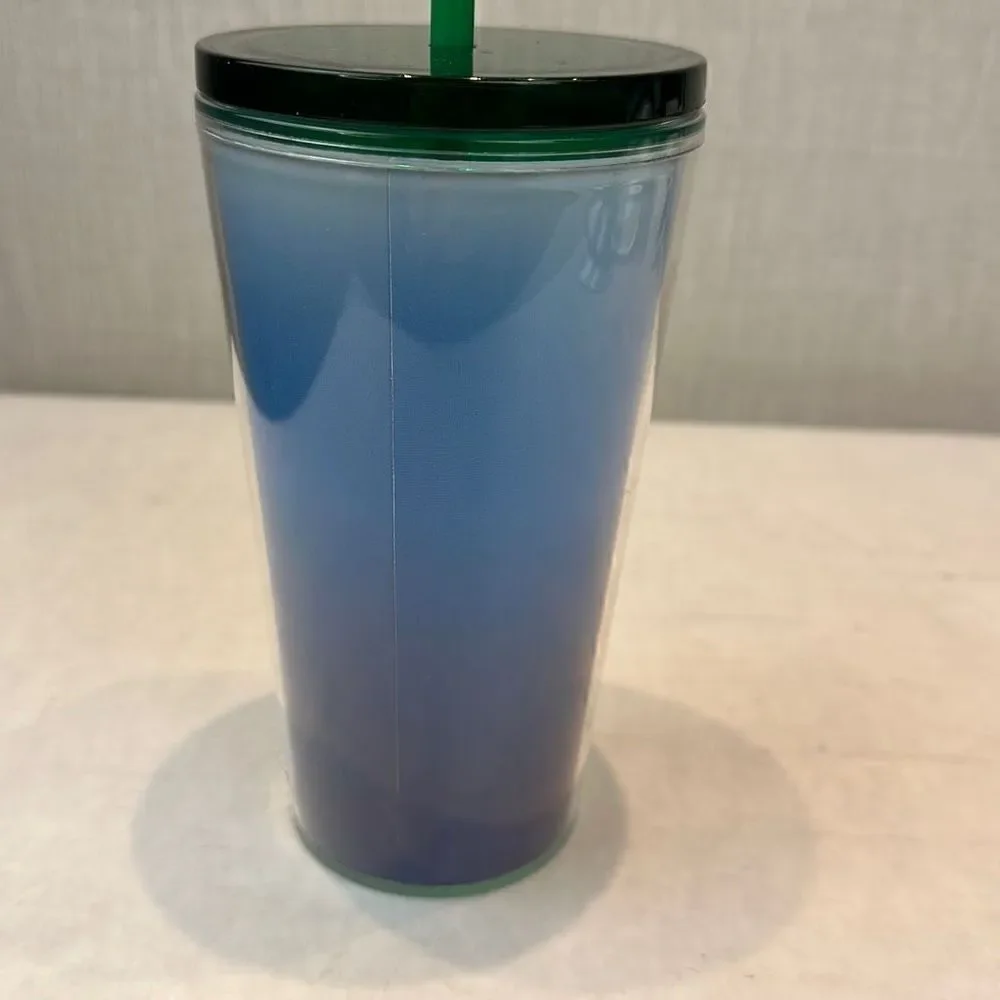 Starbucks 2021 Tumbler 16 Oz Blue Ombré Green Lid Straw Cup